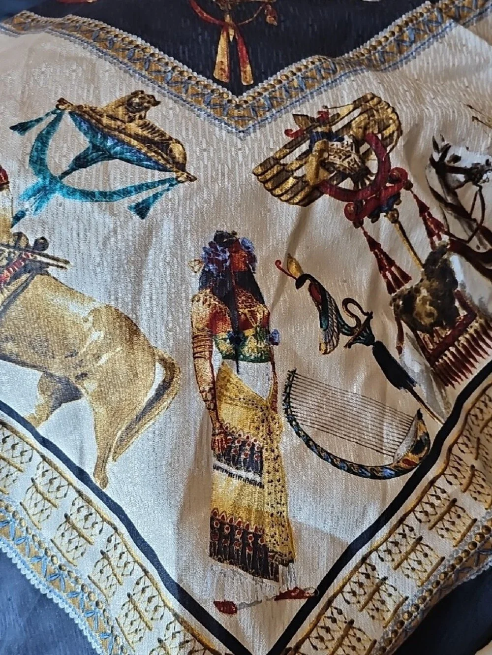 Pierangelo Masciadri 100% Silk Egyptian Revival Scarf Made in Italy 38x39